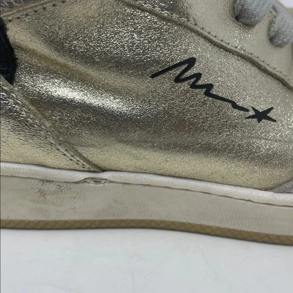 Meline Metallic High-Top Sneakers with Gray Laces Size 5.5